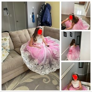 Princess dress birthday size 10-12 worn once tiara included